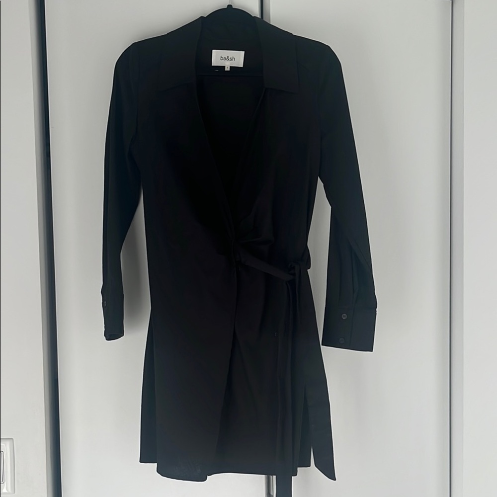 Bash Black Wrap Dress Linen